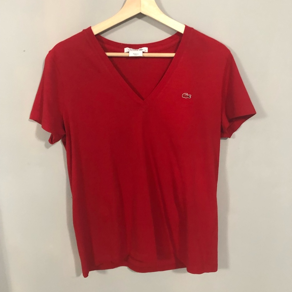 Red Lacoste v-neck